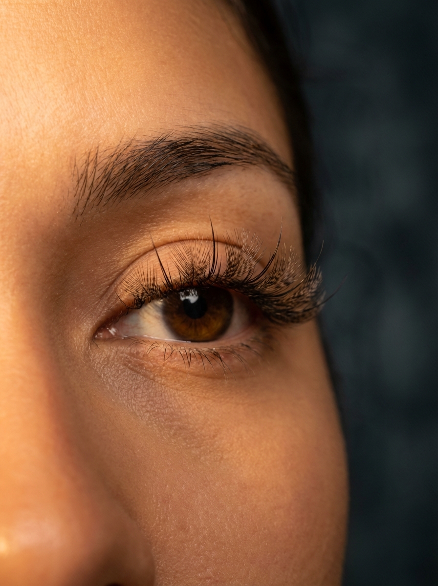Hybrid lash extensions — textured mix of classic and volume